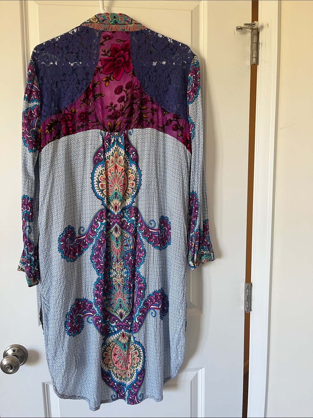 Aratta Silent Journey Boho Paisley Button Down Dress Tunic, Size Large, EUC - Picture 5 of 5